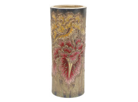 ASIAN PAINTED AND GILDED CERAMIC UMBRELLA STAND