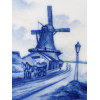 DUTCH DELFT HAND PAINTED BLUE WHITE WINDMILL TILE PIC-2