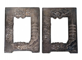 ANTIQUE 19TH C. JAPANESE SILVER PICTURE FRAMES