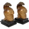 PAIR OF ANTIQUE ROMAN HELMET BOOKENDS BY BORGHESE PIC-0