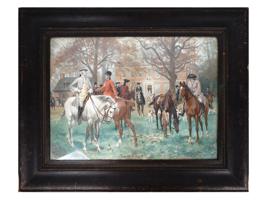 ANTIQUE WATERCOLOR HUNTERS PAINTING BY THULSTRUP