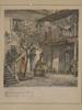 ANTIQUE COLORED ETCHING BEETHOVEN HOUSE, SIGNED PIC-1