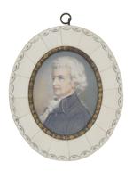 ANTIQUE OVAL MINIATURE PORTRAIT PAINTING MOZART