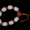 CHINESE HETIAN JADE AND CARNELIAN CARVED BRACELET PIC-1