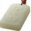 CHINESE HETIAN WHITE JADE GUANYIN CARVED PENDANT PIC-3