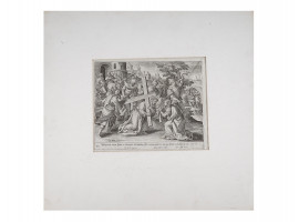 ANTIQUE ENGRAVING WAY TO CALVARY BY MARTEN DE VOS