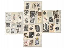 MIDCENTURY EUROPEAN BOOK PLATE COLLECTION, 39 PCS