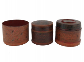 ANTIQUE CHINESE STACKABLE ROUND WOODEN BOXES