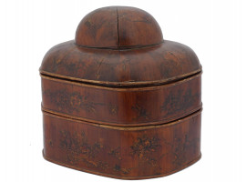 ANTIQUE CHINESE STACKABLE WOODEN HAT TRAVEL CASE