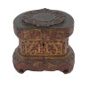 ANTIQUE CHINESE CARVED WOOD LACQUER SEAL BOX PIC-1