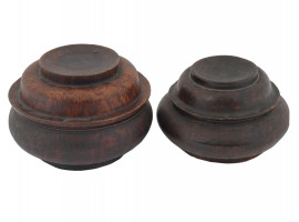 ANTIQUE NEPALESE LACQUERED WOOD SPICE CONTAINERS