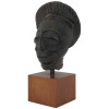 ANTIQUE 18TH CENT AFRICAN BRONZE HEAD SCULPTURE PIC-0