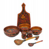 RUSSIAN FOLK ART KHOKHLOMA TABLEWARE SET, 8 PCS PIC-0