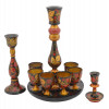 RUSSIAN KHOKHLOMA BAR SET & CANDLESTICKS, 10 PCS PIC-0