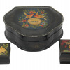 RUSSIAN PALEKH LACQUER TRINKET BOXES WITH FLOWERS PIC-0