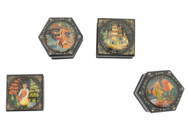 RUSSIAN LACQUER TRINKET BOXES FOLKLORE MINIATURES