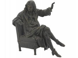 PATINATED BRONZE FIGURE OF MOLIERE AFTER CAFFIERI