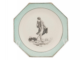 ANTIQUE FRENCH CREIL MONTH ZODIAC PLATE, 19TH C.