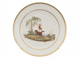 ANTIQUE EARLY DERBY HAND PAINTED PORCELAIN PLATE