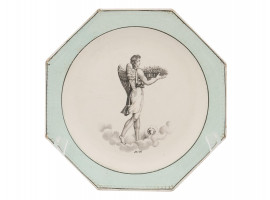 ANTIQUE FRENCH CREIL MONTH ZODIAC PLATE, 19TH C.