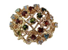 MODERN 18K GOLD MULTI GEM STONES JEWELRY RING