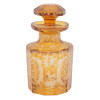 BOHEMIAN AMBER ETCHED GLASS BOTTLE WITH STOPPER PIC-1