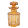 BOHEMIAN AMBER ETCHED GLASS BOTTLE WITH STOPPER PIC-2