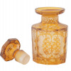 BOHEMIAN AMBER ETCHED GLASS BOTTLE WITH STOPPER PIC-4