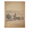 ANTIQUE GERMAN LANDSCAPE PENCIL DRAWING SIGNED PIC-0