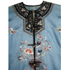 ANTIQUE CHINESE LONG BLUE SILK EMBROIDERED ROBE PIC-3
