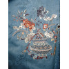 ANTIQUE CHINESE LONG BLUE SILK EMBROIDERED ROBE PIC-5