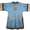 ANTIQUE CHINESE LONG BLUE SILK EMBROIDERED ROBE PIC-2