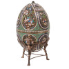 RUSSIAN GILT SILVER ENAMLED EASTER EGG WITH STAND PIC-0