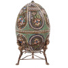 RUSSIAN GILT SILVER ENAMLED EASTER EGG WITH STAND PIC-2