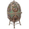 RUSSIAN GILT SILVER ENAMLED EASTER EGG WITH STAND PIC-1