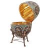 RUSSIAN GILT SILVER ENAMLED EASTER EGG WITH STAND PIC-5