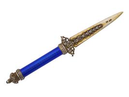 RUSSIAN SILVER BLUE ENAMEL LETTER OPENER