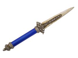 RUSSIAN SILVER BLUE ENAMEL LETTER OPENER