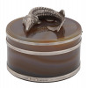 RUSSIAN AGATE AND SILVER CAVIAR SERVER WITH PIKE PIC-1