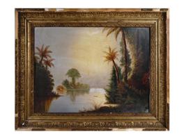 ANTIQUE HUDSON RIVER SCHOOL LANDSCAPE OIL PAINTING