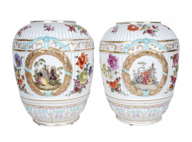 PAIR OF ANTIQUE GERMAN 19TH C KPM PORCELAIN VASES