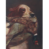 ANTIQUE PAINTING WITH DOG AND PHEASANT FRAMED PIC-3