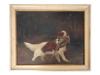 ANTIQUE PAINTING WITH DOG AND PHEASANT FRAMED PIC-0