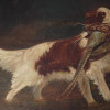ANTIQUE PAINTING WITH DOG AND PHEASANT FRAMED PIC-2