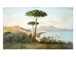 ANTIQUE ITALIAN NAPLES AND VESUVIUS PAINTING