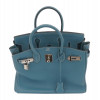 HERMES BIRKIN BLUE JEAN LEATHER HAND BAG PIC-2