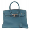 HERMES BIRKIN BLUE JEAN LEATHER HAND BAG PIC-1