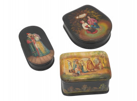 RUSSIAN LACQUER MINIATURE TRINKET BOXES FEDOSKINO