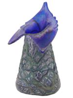 PURPLE AND BLUE JACK IN THE PULPIT ART GLASS VASE