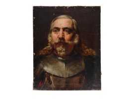 ANTIQUE OIL PAINTING PORTRAIT OF MAN IN ARMOUR